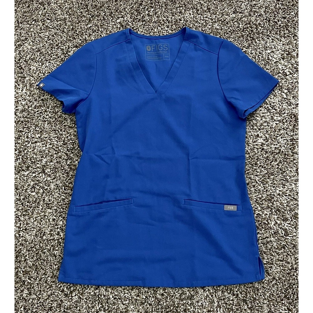 FIGS‎ Women's Scrub Top Blue XXS Medical Healthcare Workwear V Neck Hospital